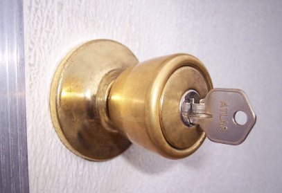 Door security system - Close up of key in a lock